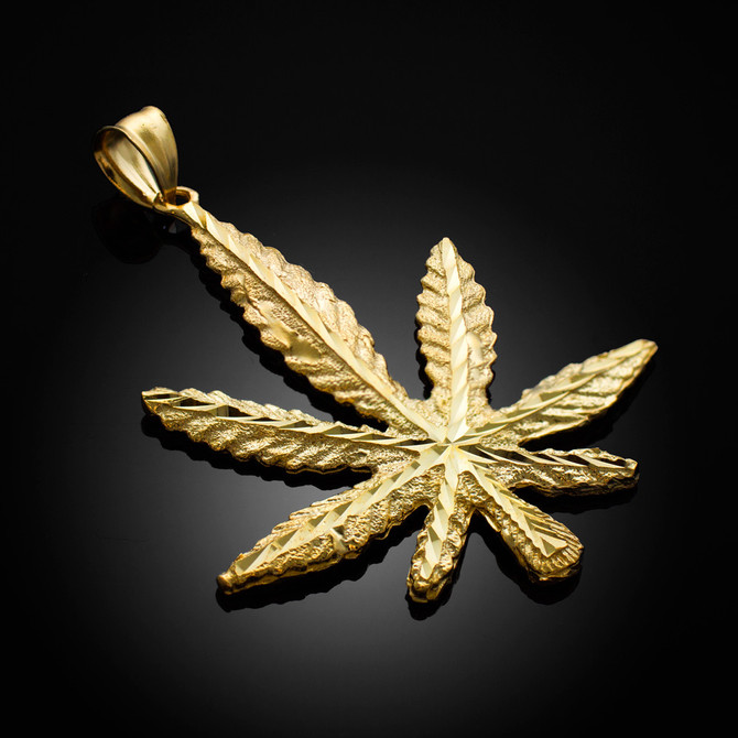Gold Marijuana Leaf Cannabis Pendant