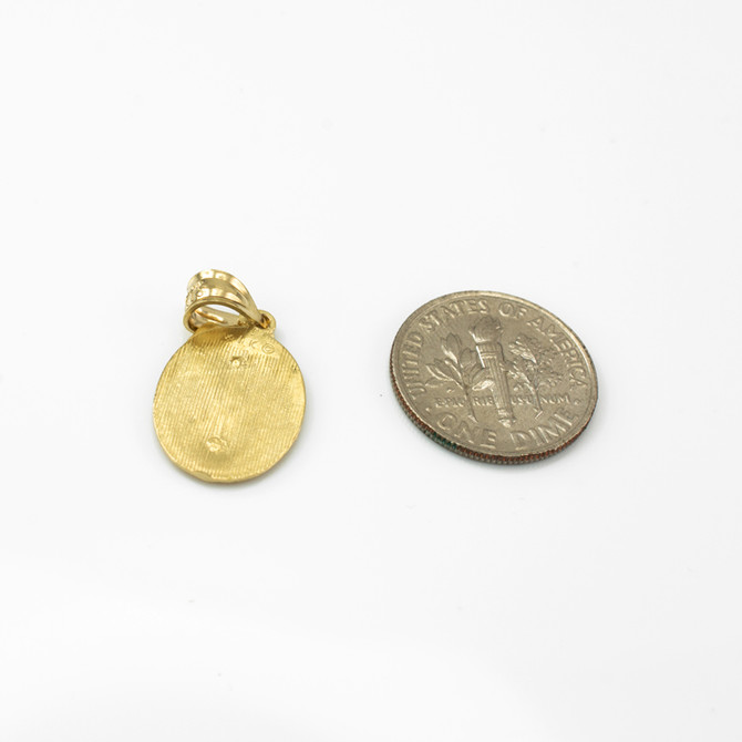 Yellow Gold Praying Virgin Mary Medallion Charm Necklace