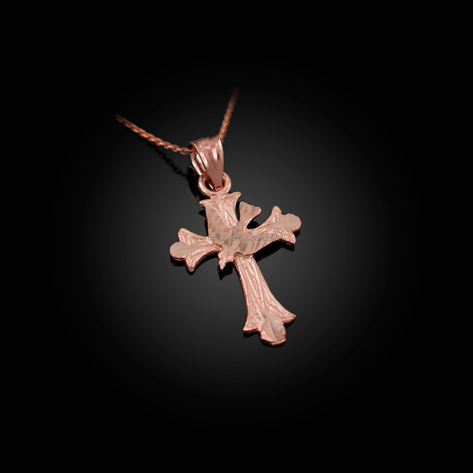 Rose Gold Holy Spirit Dove Cross DC Charm Necklace