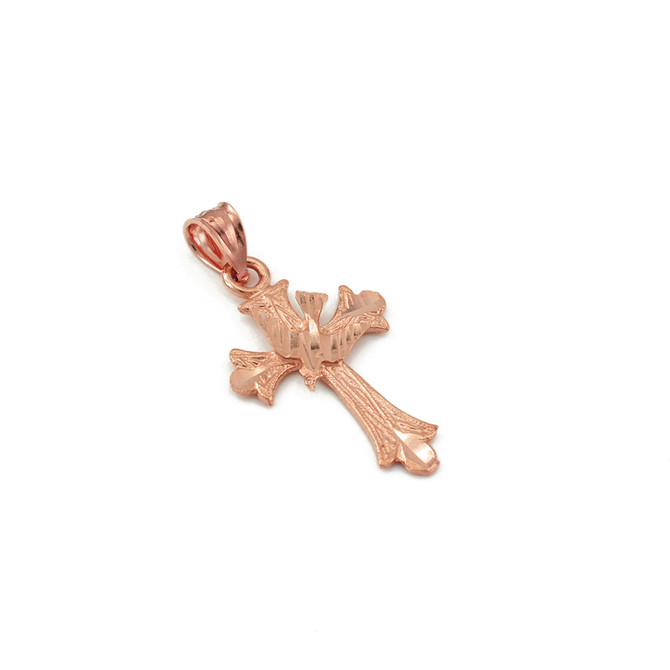 Rose Gold Holy Spirit Dove Cross DC Charm Necklace