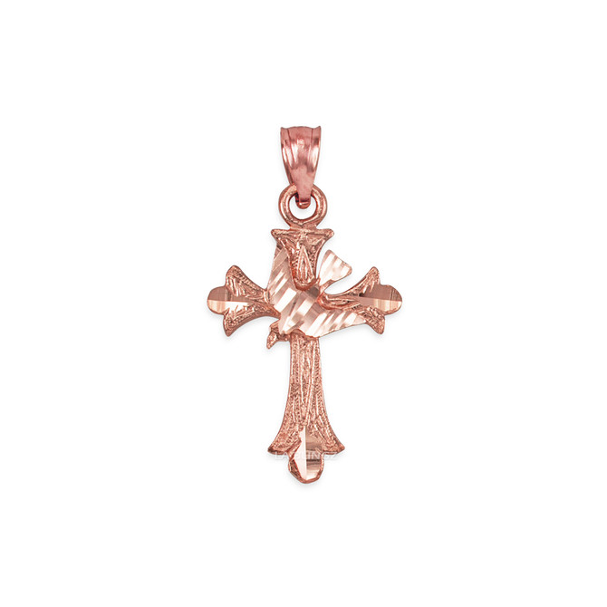 Rose Gold Holy Spirit Dove Cross DC Charm Necklace