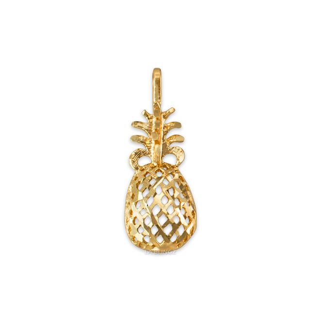 Yellow Gold Pineapple Filigree DC Charm Necklace
