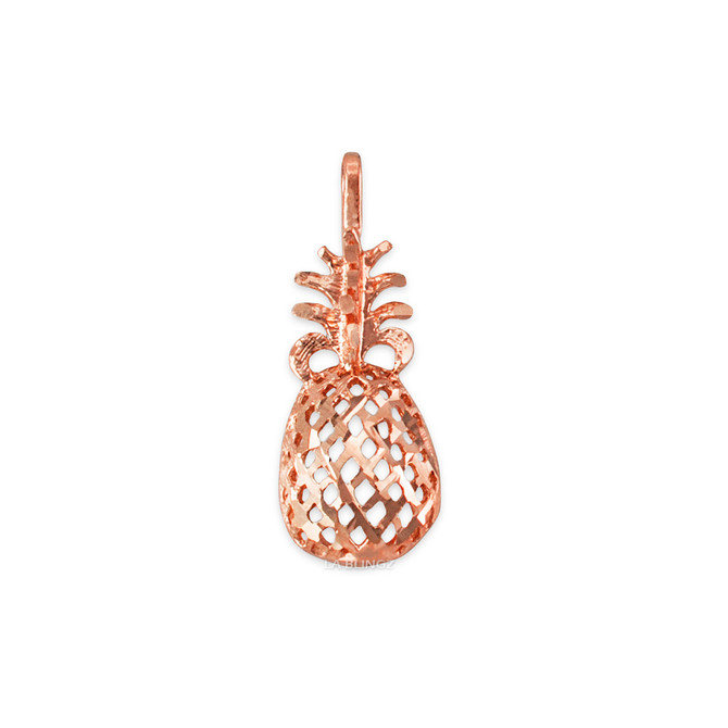 Rose Gold Pineapple Filigree DC Charm Necklace