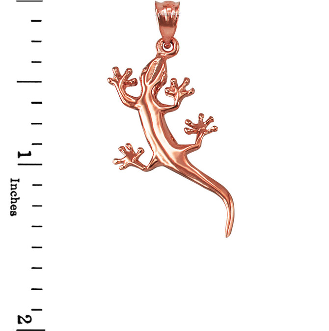Polished Rose Gold Salamander Lizard Charm Necklace