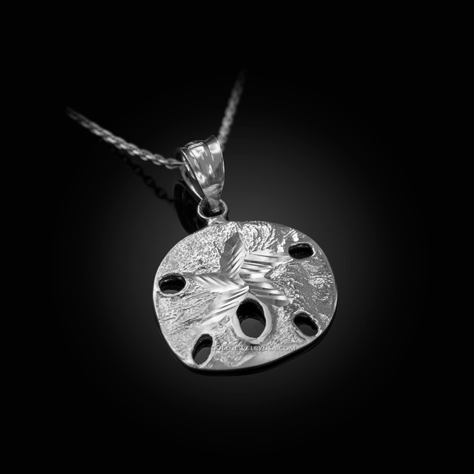White Gold Sand Dollar DC Charm Necklace