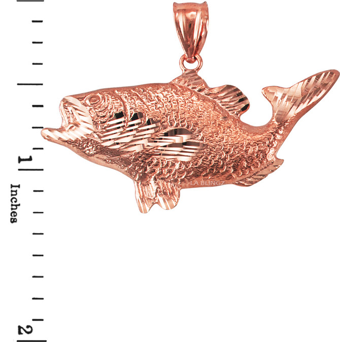Rose Gold DC Textured Sea Bass Fish Pendant