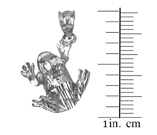 Polished DC White Gold Frog Charm Necklace