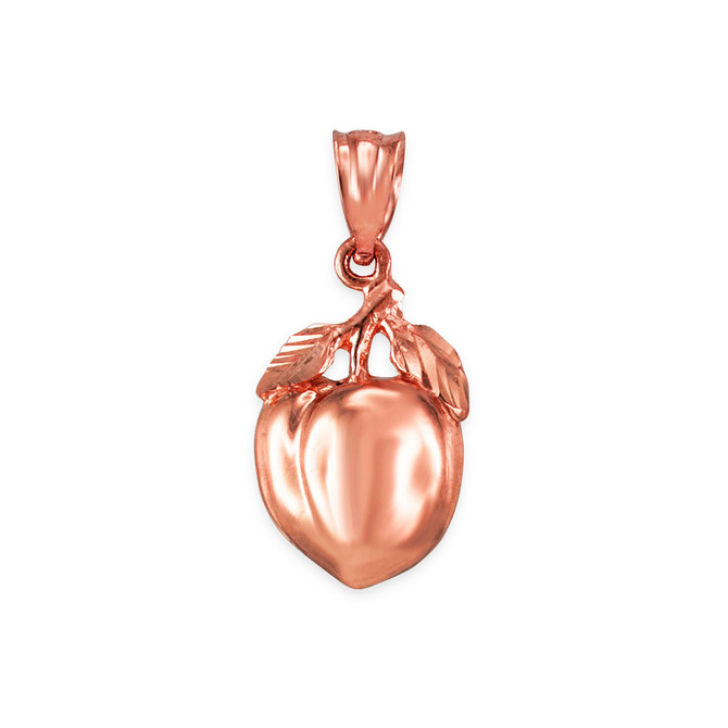 Polished DC Rose Gold Peach Fruit Charm Necklace