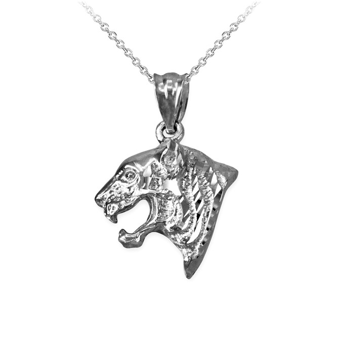 White Gold Tiger Head DC Charm Necklace