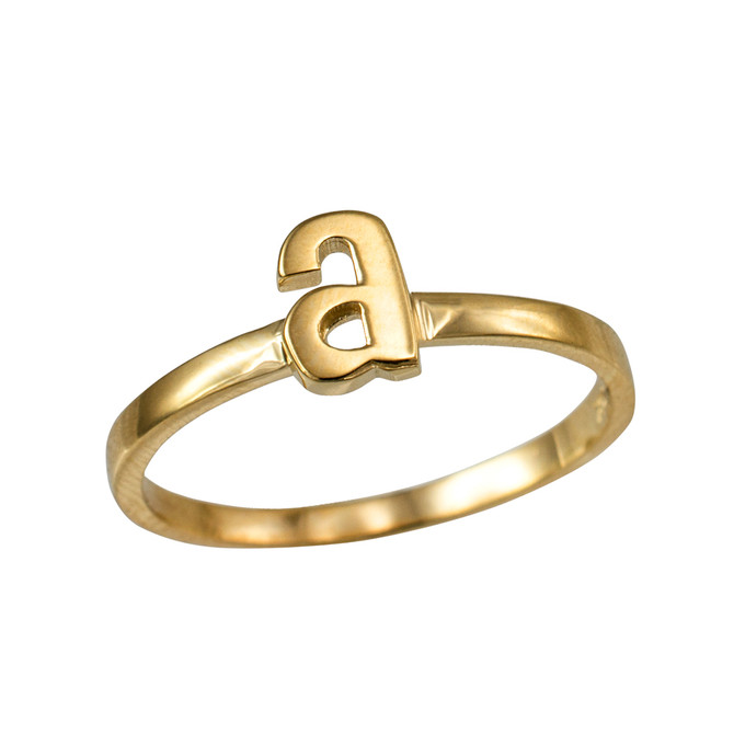 Yellow Gold Personalized Initial Alphabet Letter Stackable Ring