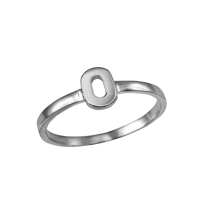 White Gold Personalized Initial Alphabet Letter Stackable Ring
