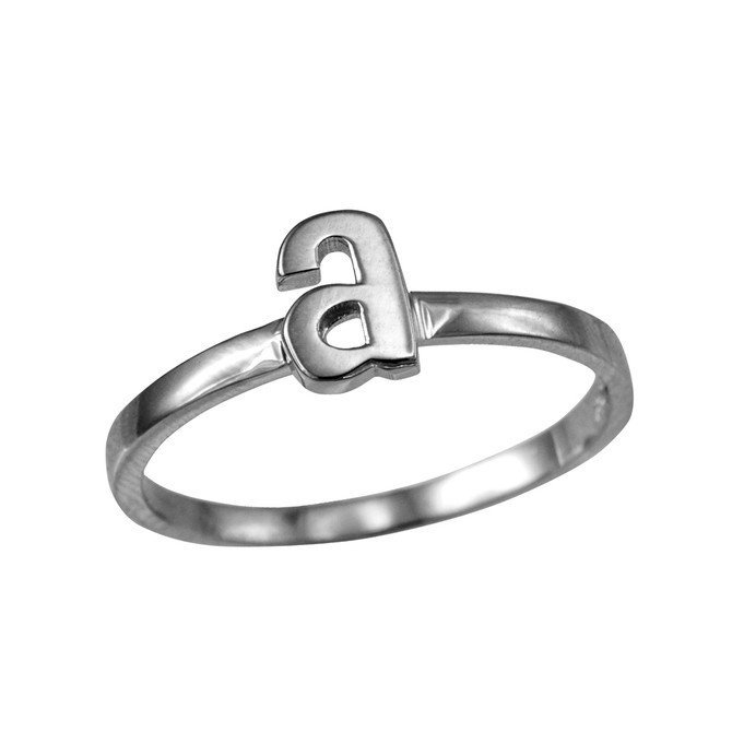 White Gold Personalized Initial Alphabet Letter Stackable Ring