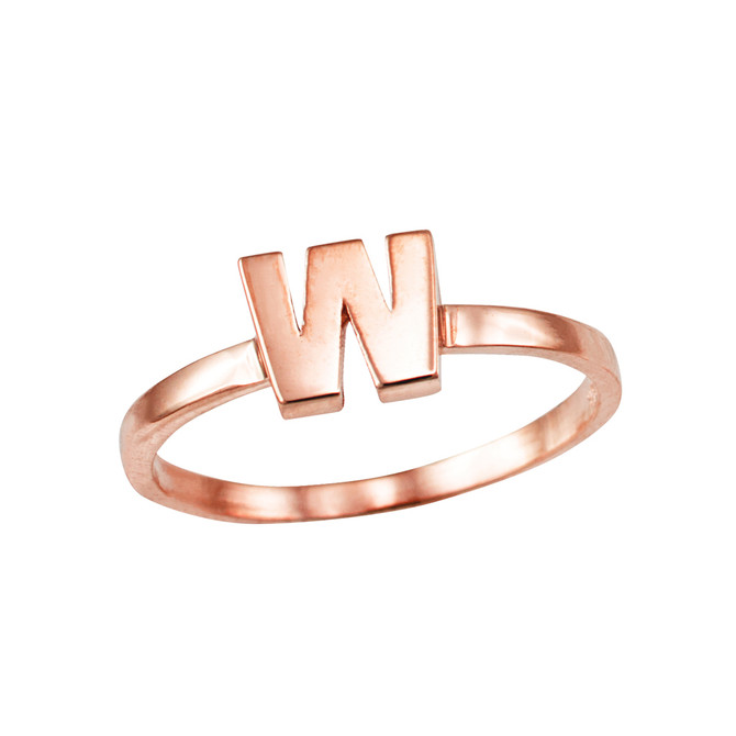 Rose Gold Personalized Initial Alphabet Letter Stackable Ring