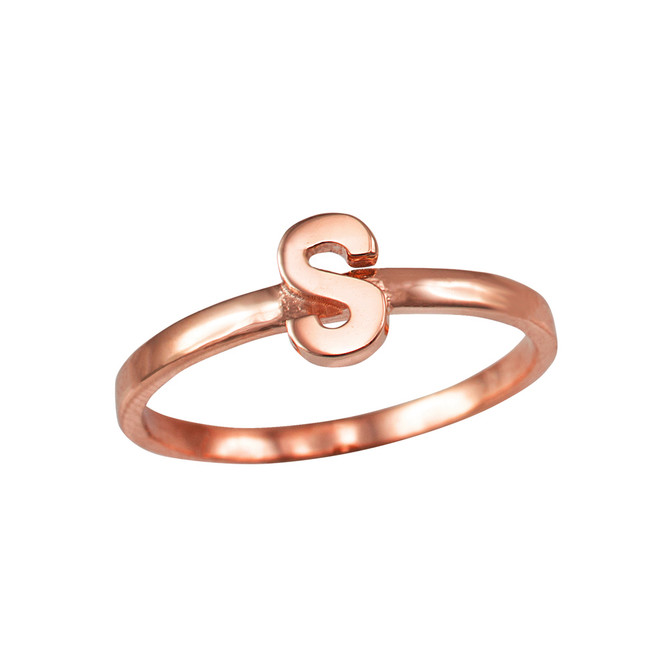 Rose Gold Personalized Initial Alphabet Letter Stackable Ring