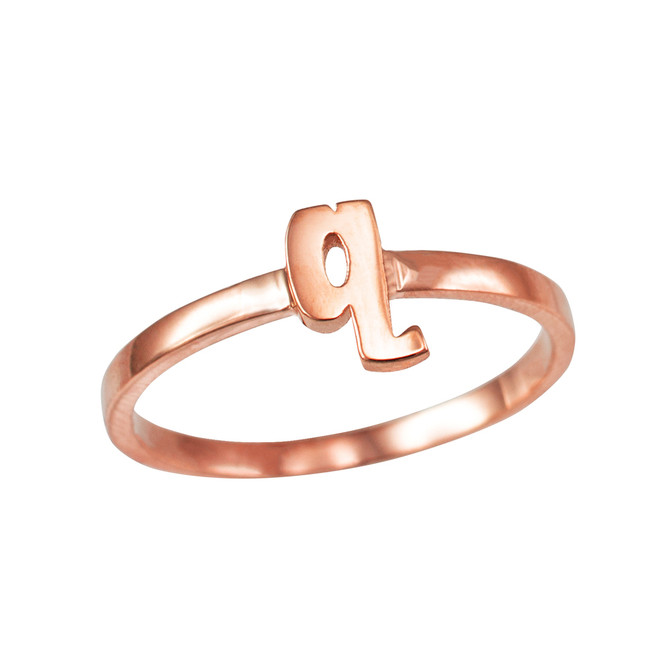 Rose Gold Personalized Initial Alphabet Letter Stackable Ring
