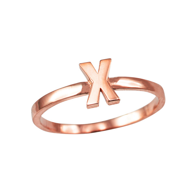 Rose Gold Personalized Initial Alphabet Letter Stackable Ring