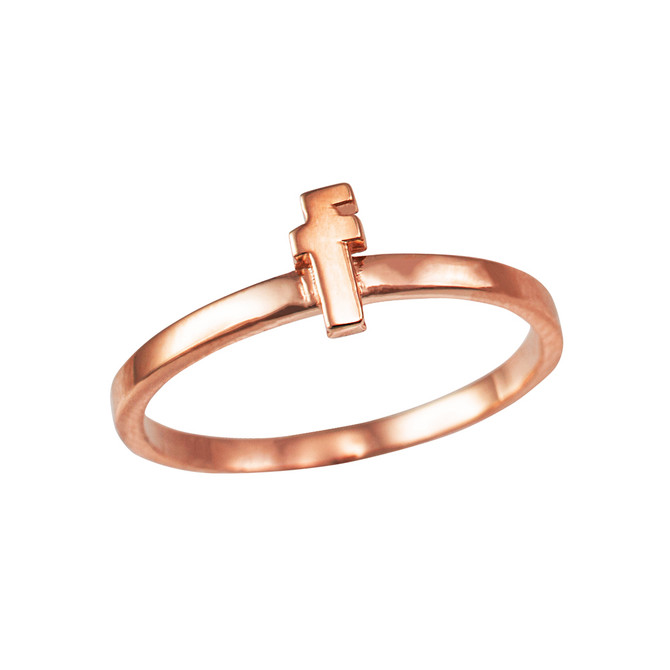 Rose Gold Personalized Initial Alphabet Letter Stackable Ring