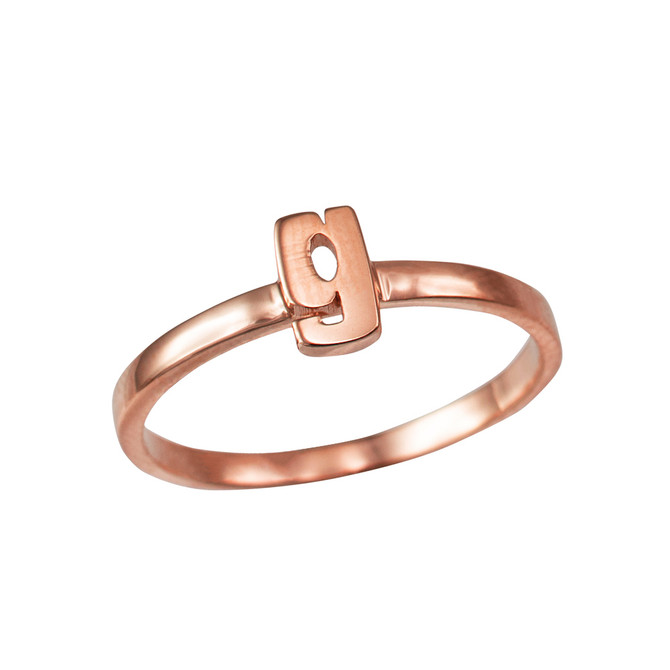 Rose Gold Personalized Initial Alphabet Letter Stackable Ring
