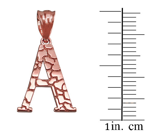 Rose Gold Nugget Initial Letter "A" Pendant Necklace