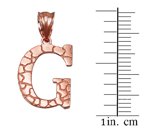 Rose Gold Nugget Initial Letter "G" Pendant Necklace