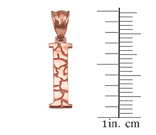 Rose Gold Nugget Initial Letter "I" Pendant Necklace