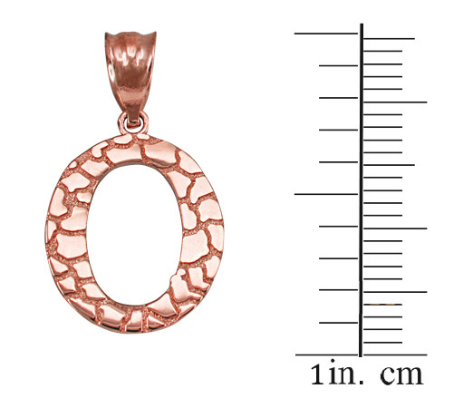 Rose Gold Nugget Initial Letter "O" Pendant Necklace