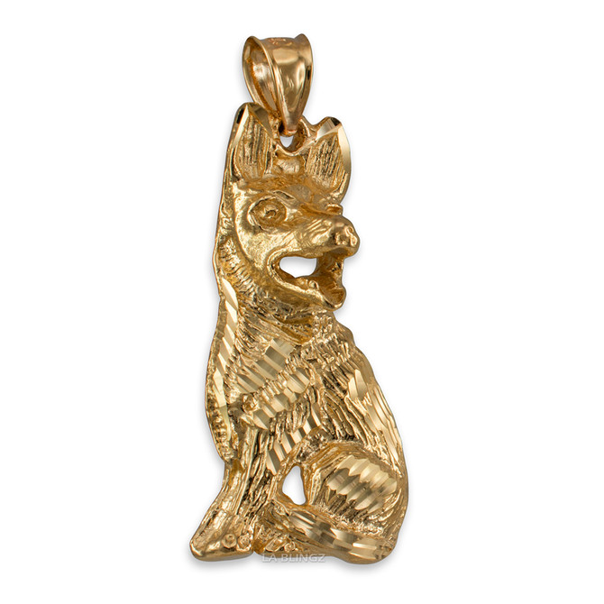 Solid Gold German Shepherd K-9 Dog Mens DC Pendant