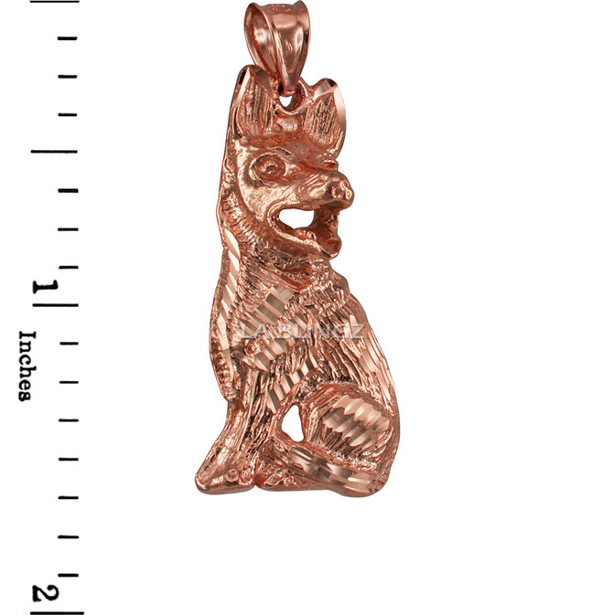 Solid Rose Gold German Shepherd K-9 Dog Mens DC Pendant