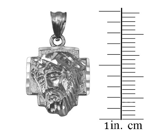 White Gold Jesus Face Cross DC Charm Necklace