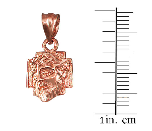 Rose Gold Tiny Jesus Face Cross DC Charm Necklace