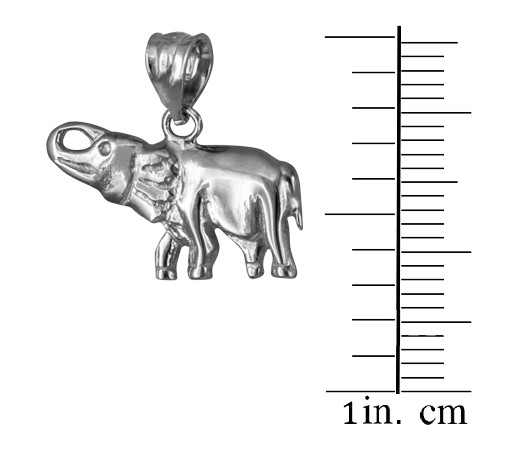 Polished White Gold Elephant Charm Necklace