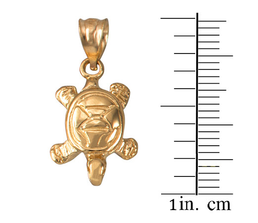 Yellow Gold Hawaiian Honu Sea Turtle Charm Necklace