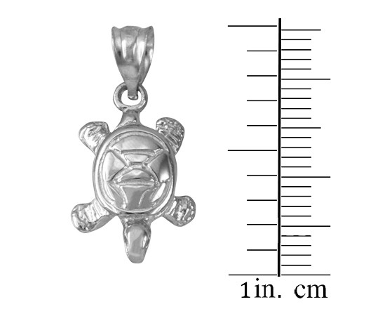 White Gold Hawaiian Honu Sea Turtle Charm Necklace