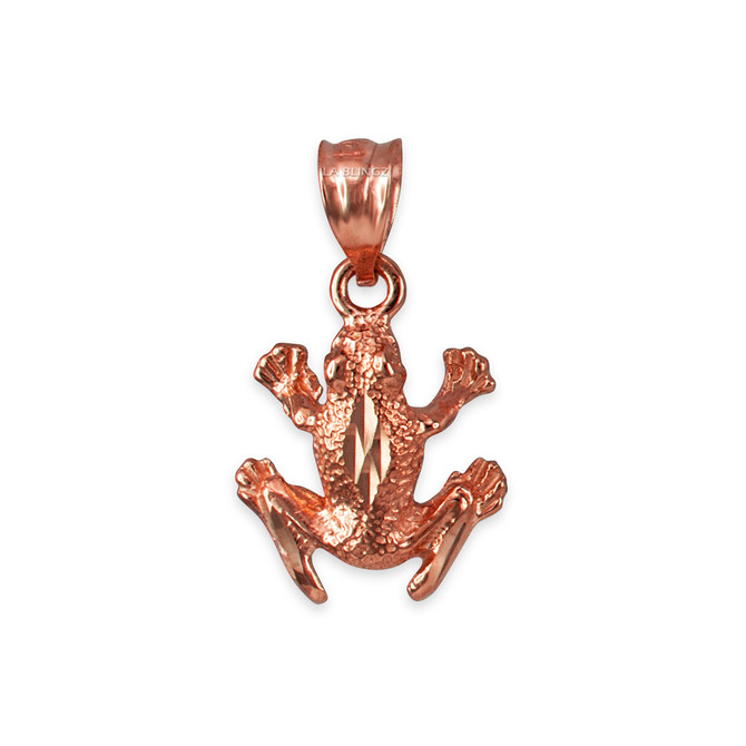 Rose Gold Textured DC Frog Charm Necklace