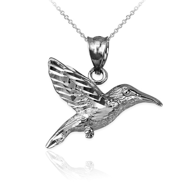 White Gold Hummingbird DC Charm Necklace