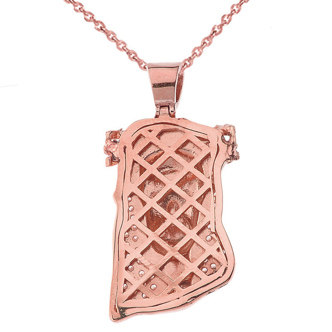 Rose Gold Iced-Out CZ Jesus Head Pendant Necklace