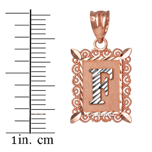 Rose Gold Alphabet DC Letter Initial Filigree Charm Necklace