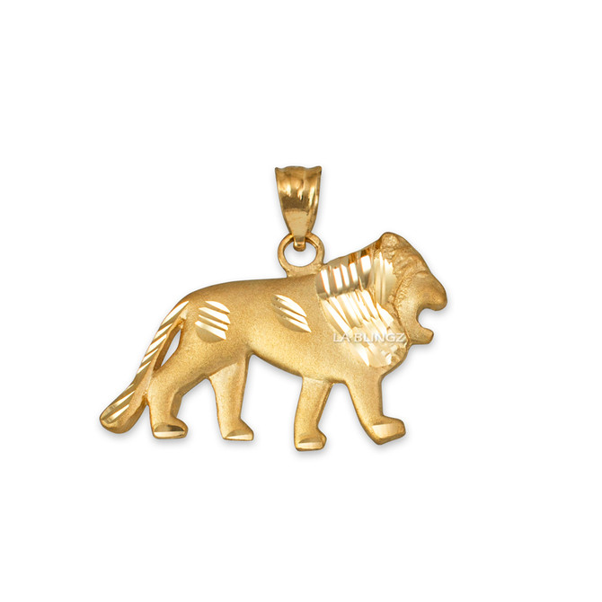 Yellow Matte Gold Lion DC Pendant Necklace