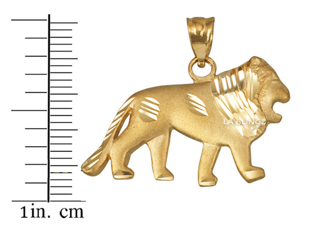 Yellow Matte Gold Lion DC Pendant Necklace