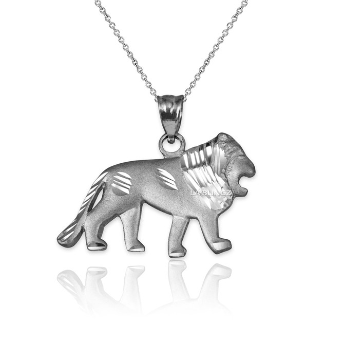 White Matte Gold Lion DC Pendant Necklace