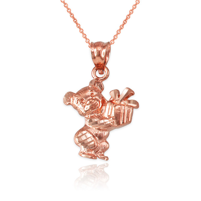 Rose Gold Cute Teddy Bear Gift Box DC Charm Necklace