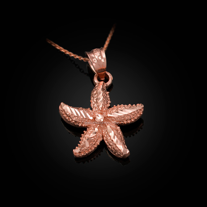 Solid Rose Gold Starfish DC Pendant Necklace