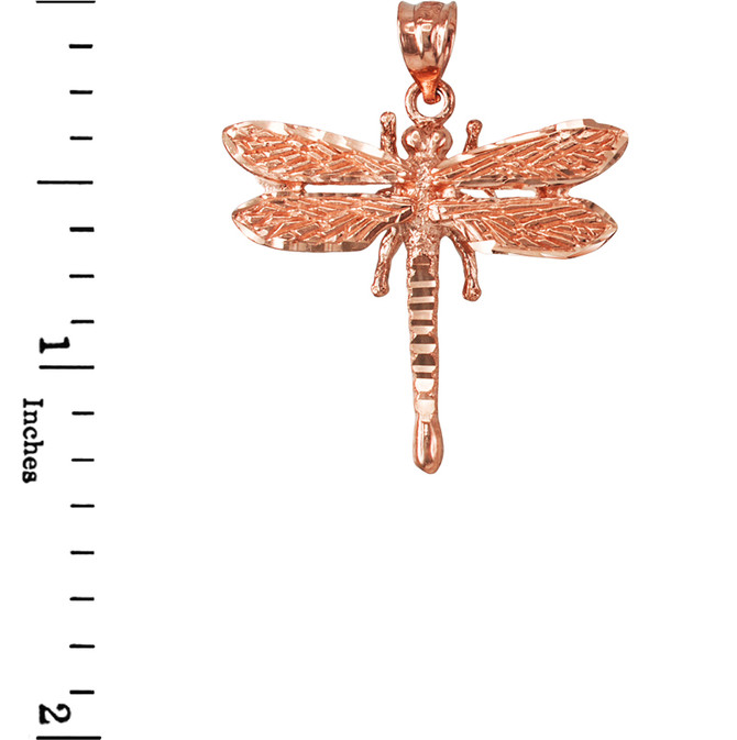 Solid Rose Gold Dragonfly DC Pendant Necklace