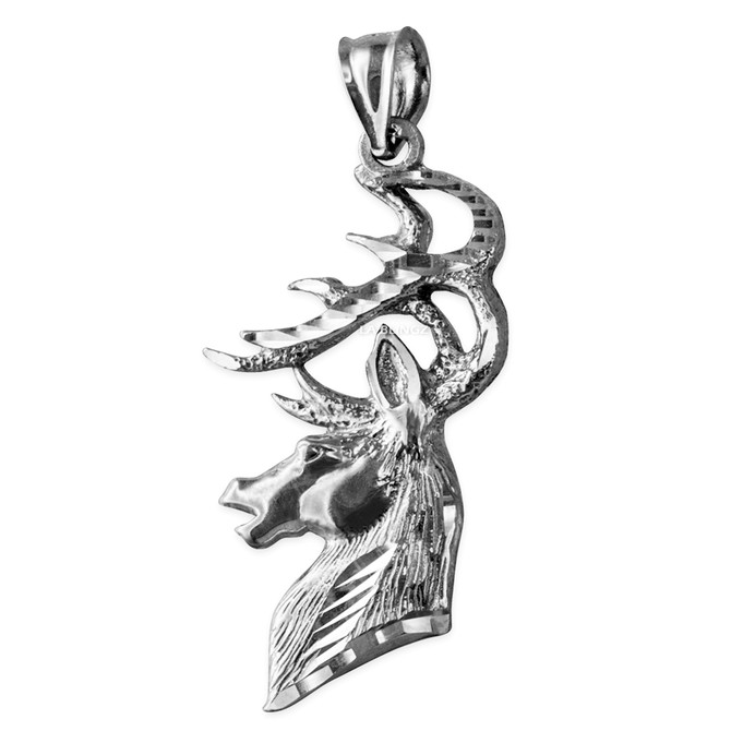 White Gold Deer Buck Head DC Pendant