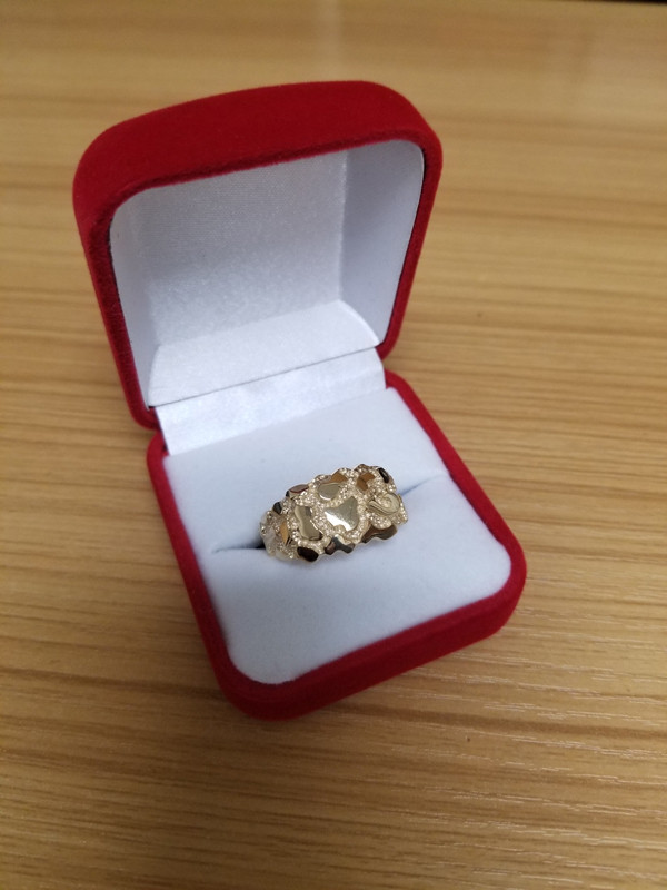 Polished Yellow Gold Mens Nugget Ring