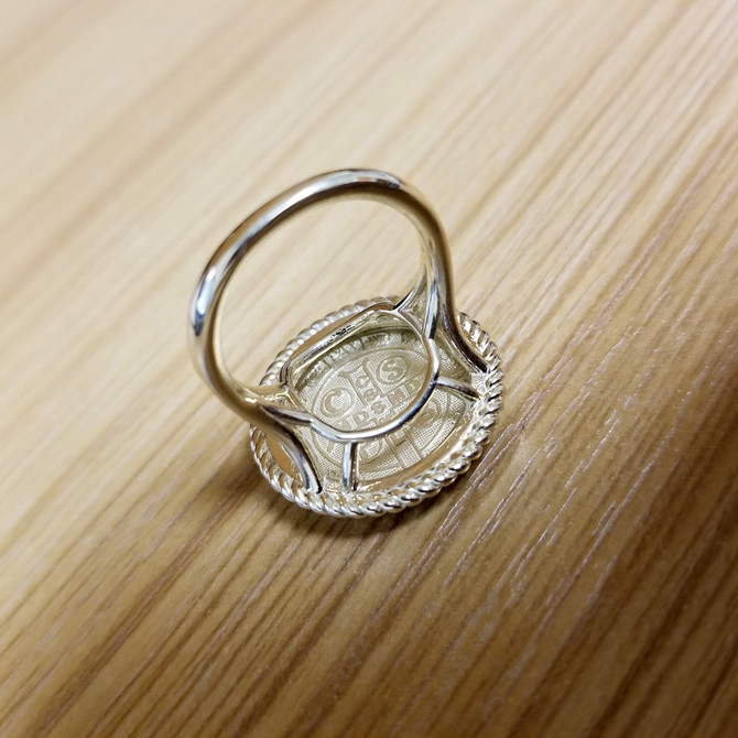 Yellow Gold Saint Benedict Medal Womens Ring
