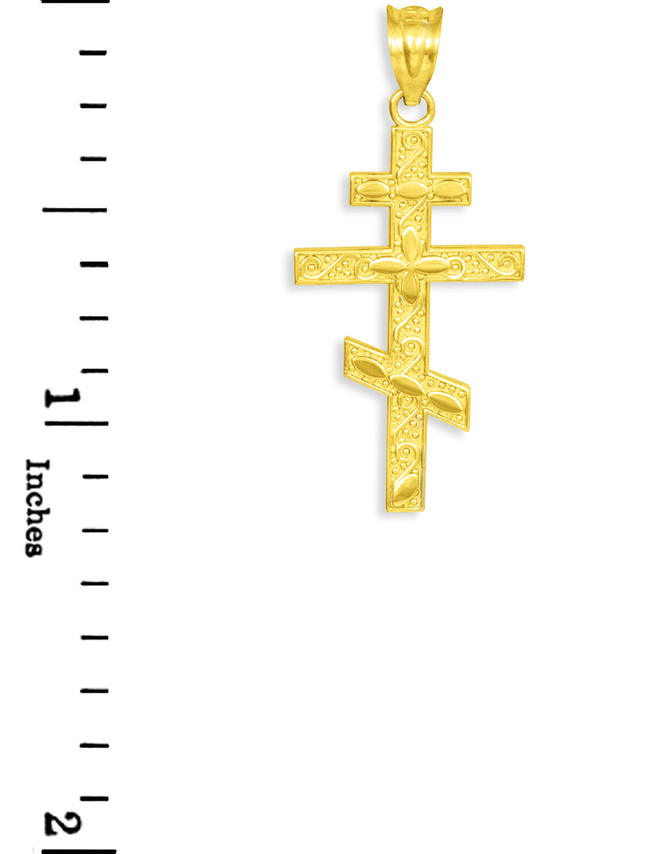 Gold Russian Orthodox Cross Pendant