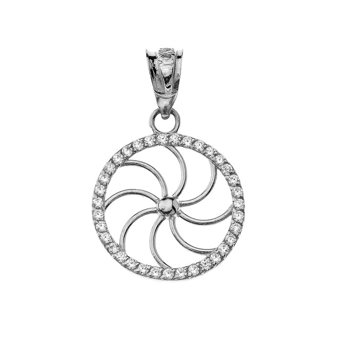 White Gold Armenian Eternity Diamond Bezel Charm Necklace