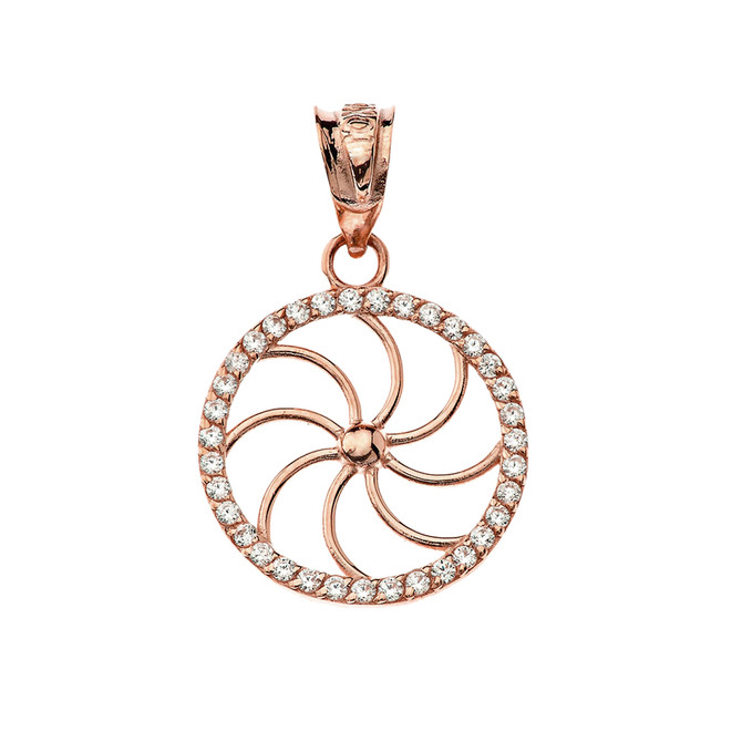 Rose Gold Armenian Eternity Diamond Bezel Charm Necklace