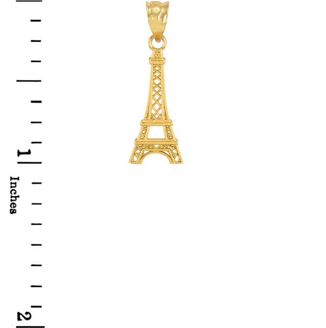 Yellow Gold Paris Eiffel Tower Travel Charm Necklace